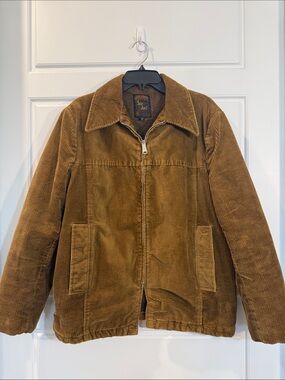 1970s Vintage Sir Jac Mens brown corduroy Coat Zip Up size 40/large